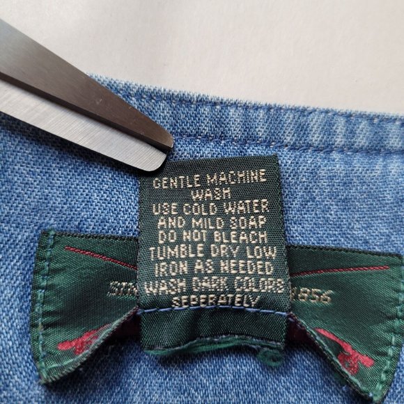 Orvis Vintage Size S Denim Vest Blue Jean Med. Wash Vest Buttons Inside Pockets - Picture 5 of 8